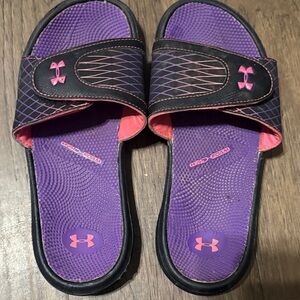 Under Armour Purple Slide Sandals with Pink Accents